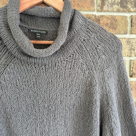 Eileen Fisher Chunky Turtleneck Tunic Sweater M Gray Capsule Minimalist - Picture 5 of 5